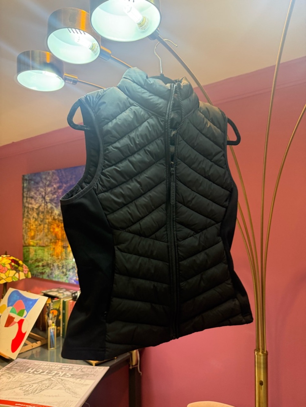 Fabletics Black Quilted Puffer Vest